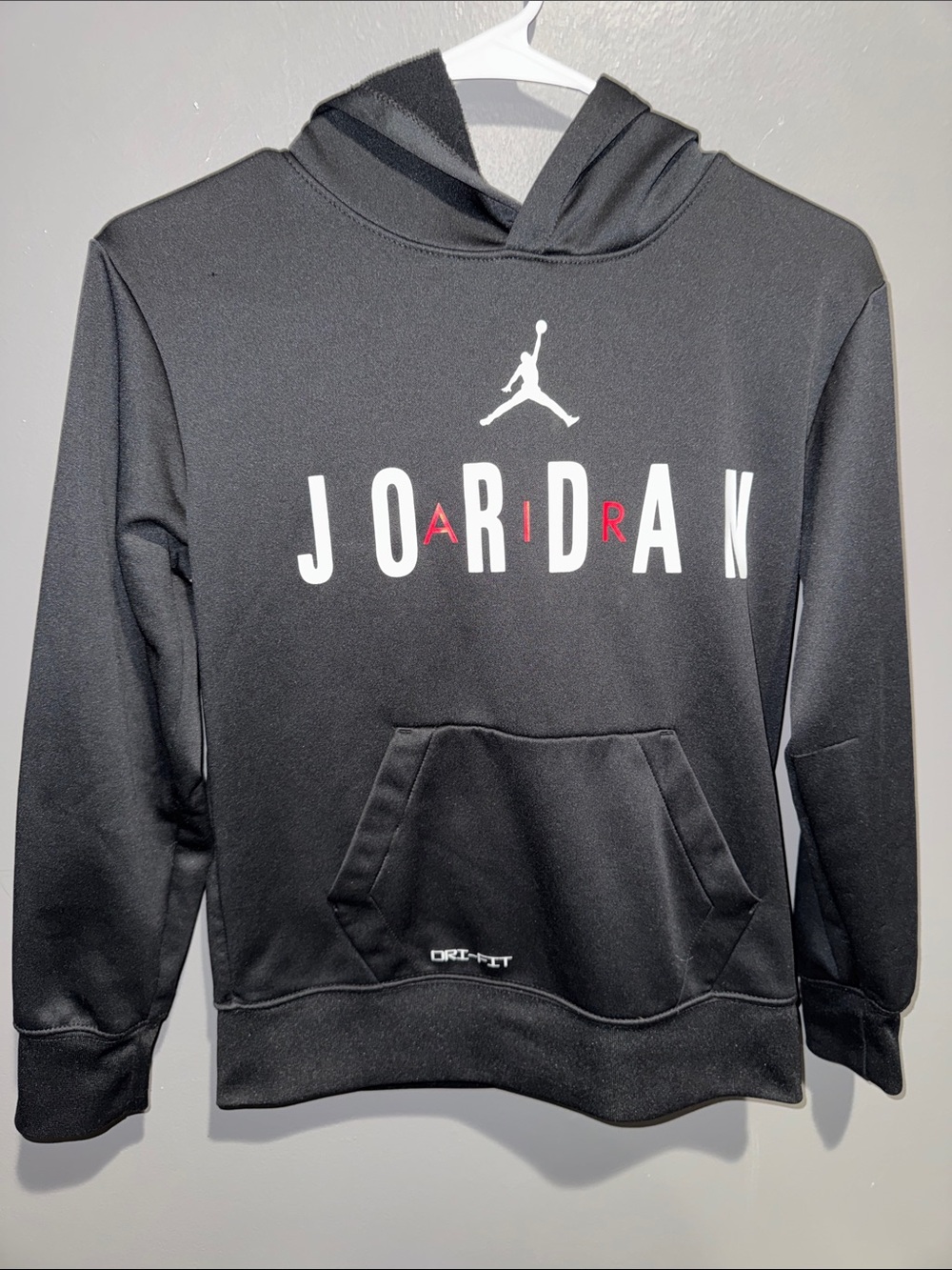Jordan Black Hoodie with White & Red Logo